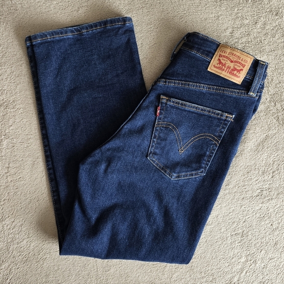 Levi's Ribcage Straight Ankle dark wash distressed jeans size 28 - Picture 2 of 15